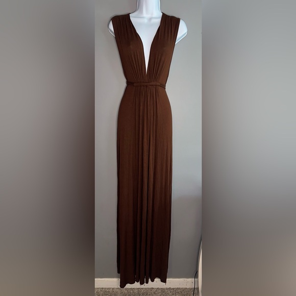 Rachel Pally V Neck Empire Waist‎ Maxi Dress Cocoa EUC Size S - Picture 1 of 6